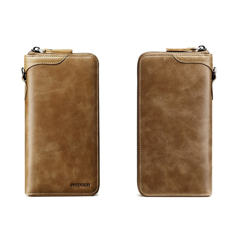 New Come Fashion Vintage Long Style Split Leather Men Wallet Soft For Business Casual Men Wallet Clutch Bags High Quality - SMSB 66