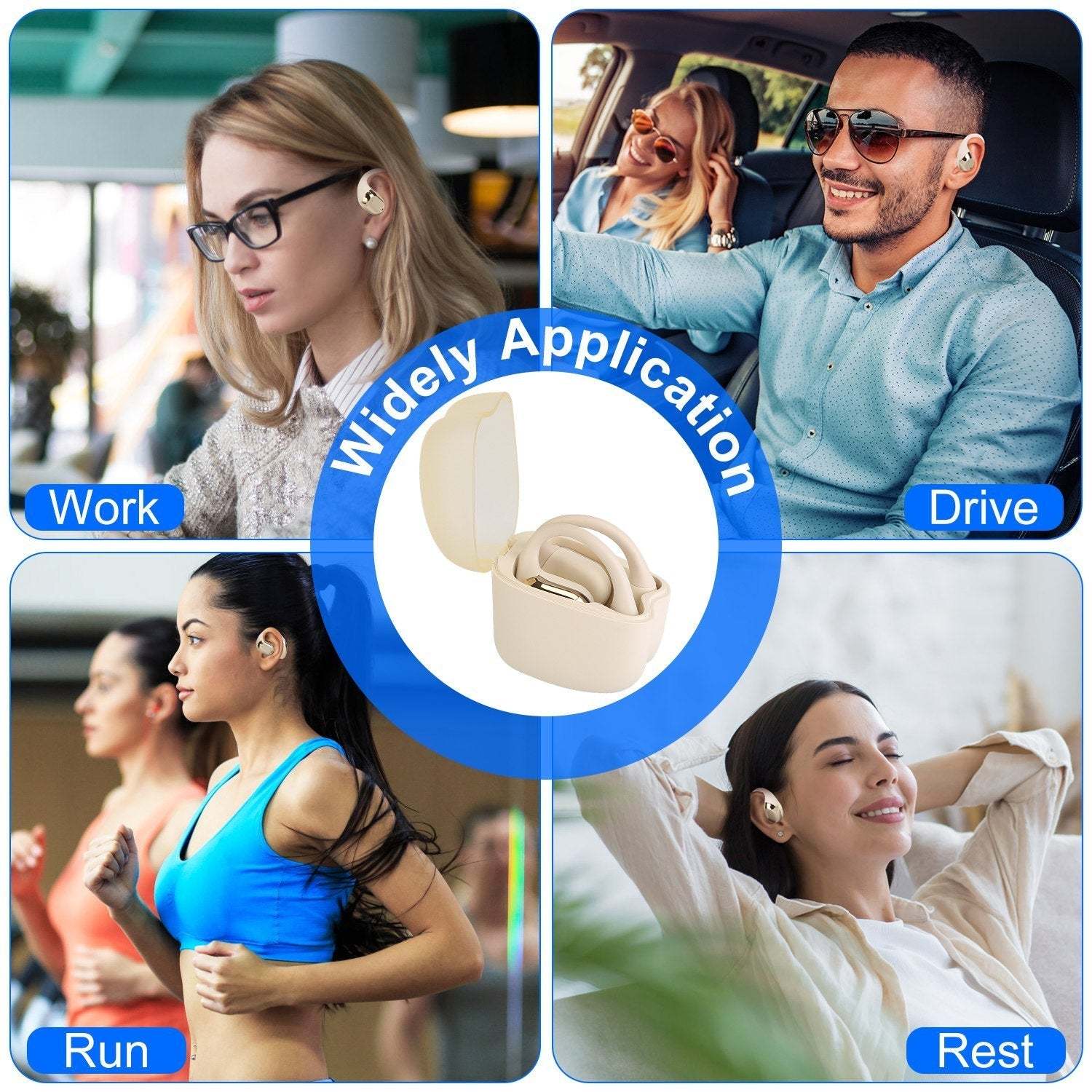 1 Set Wireless V5.4 Open Ear Earbuds With Earhook LED Display Charging Case IPX5 Waterproof 300Hrs Standby Time Touch Control Stereo Sport Headphones For Workout Running - SMSB 66