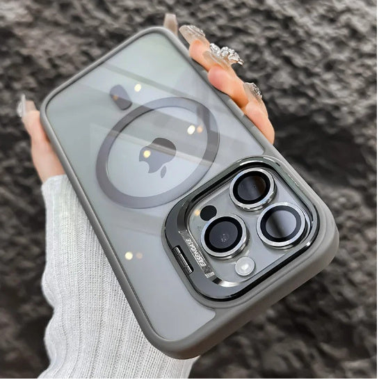 Invisible Bracket Transparent Phone Case With CD Pattern Lens Protector - SMSB 66