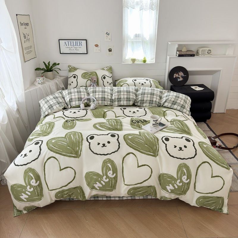 Cartoon Four-Piece Set Fresh Autumn and Winter Single Student Dormitory Bedding Sheet Three-Piece Set Single Quilt Cover - SMSB 66