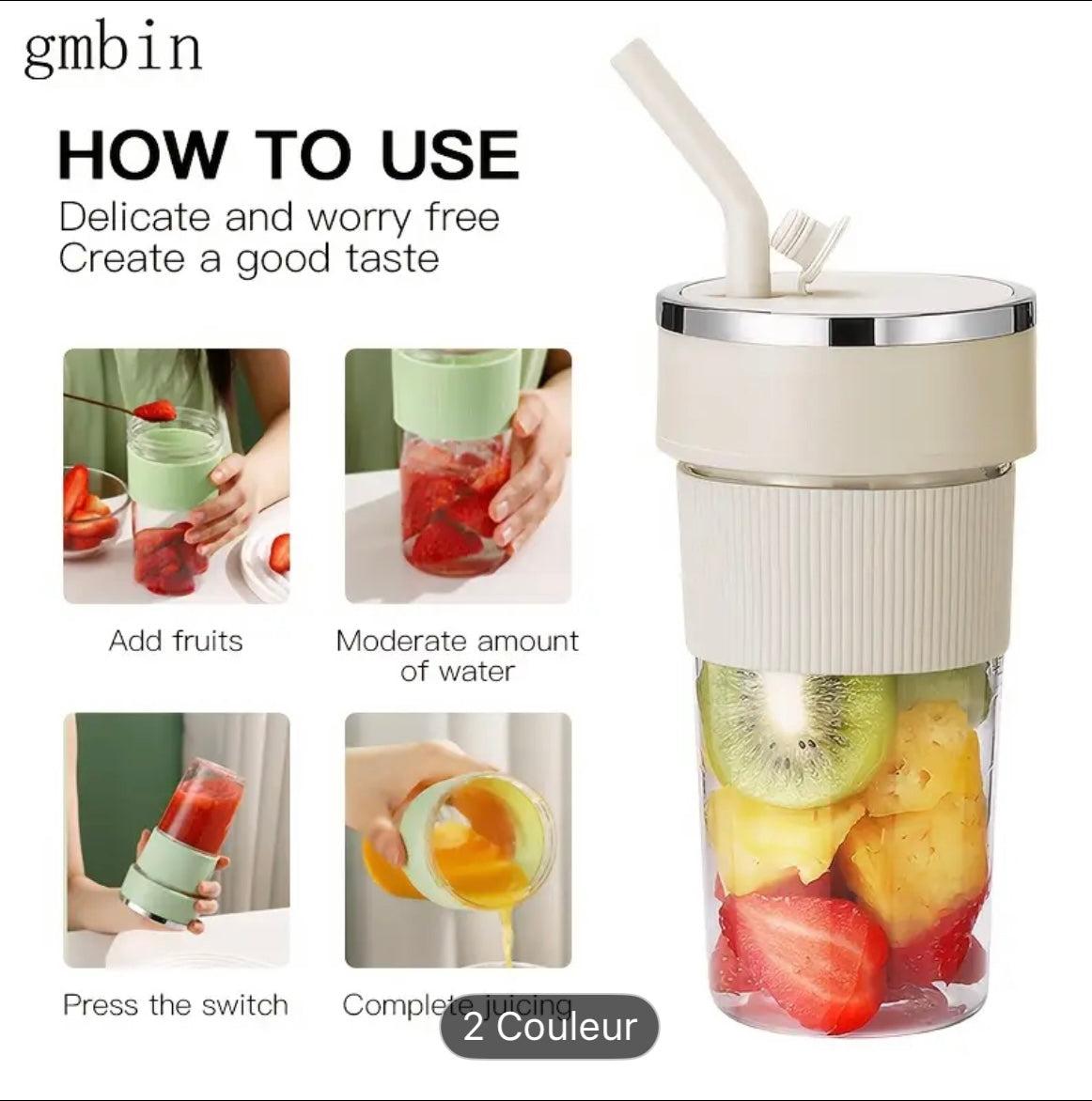 Gmbin Tasse à Jus électrique portable USB avec design transparent et mélange rapide pour fruits et légumes