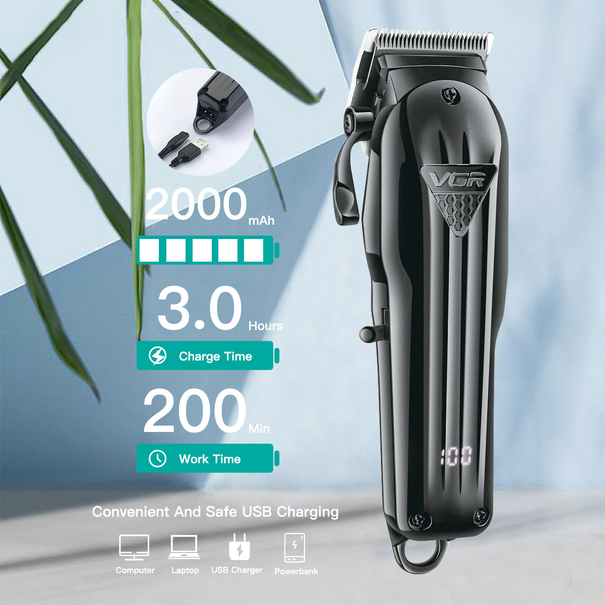 Electric Hair Clipper Fine Adjustment Gradual Change Electric Hair Salon Usb Rechargeable Household Electric Hair Clipper - SMSB 66
