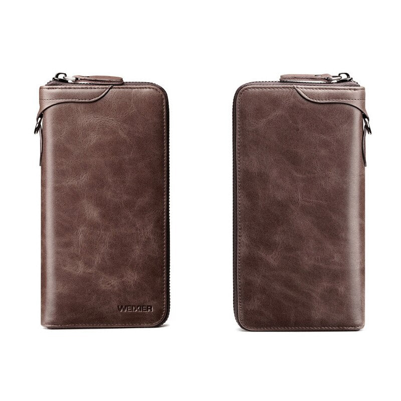 New Come Fashion Vintage Long Style Split Leather Men Wallet Soft For Business Casual Men Wallet Clutch Bags High Quality - SMSB 66
