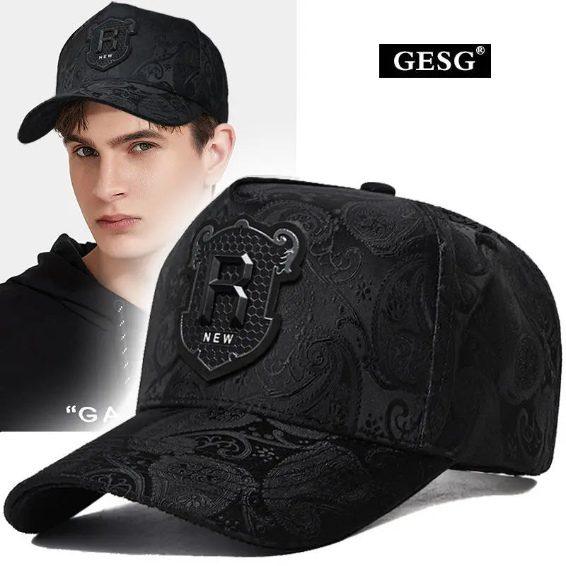Spring and Summer New Hat Men's Tall Crown Cashew Embossed Baseball Cap Fashion Face-Looking Small Men Casual Peaked Cap - SMSB 66