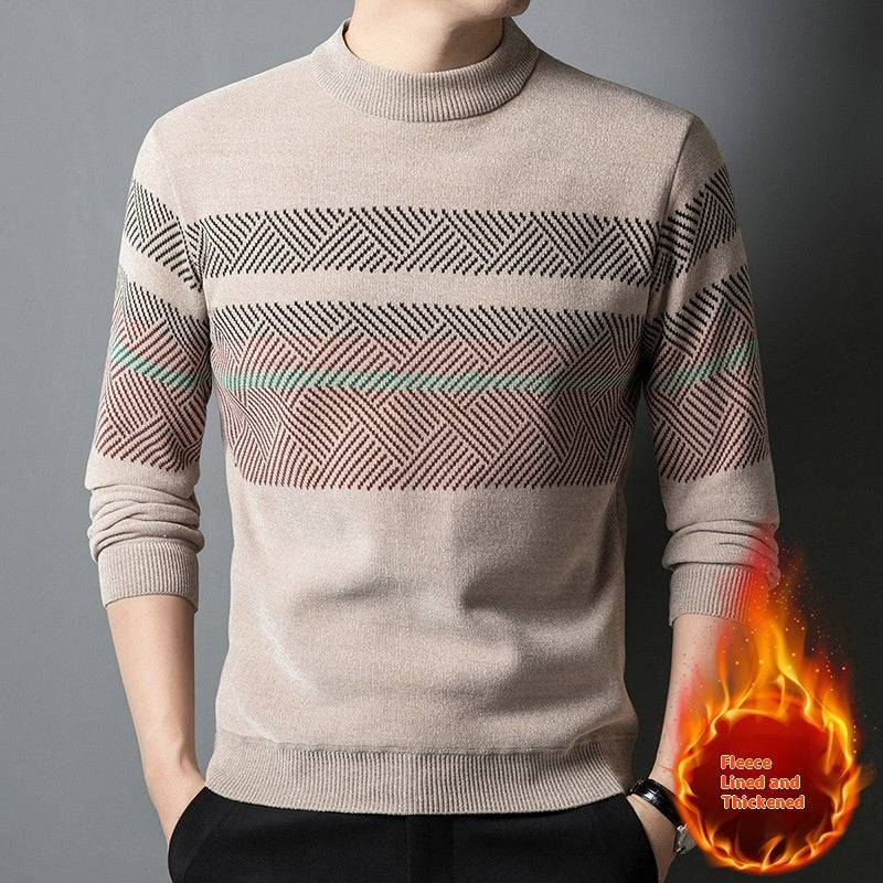 Men's Thermal Knitting Middle-aged Fleece Lined Sweater - SMSB 66