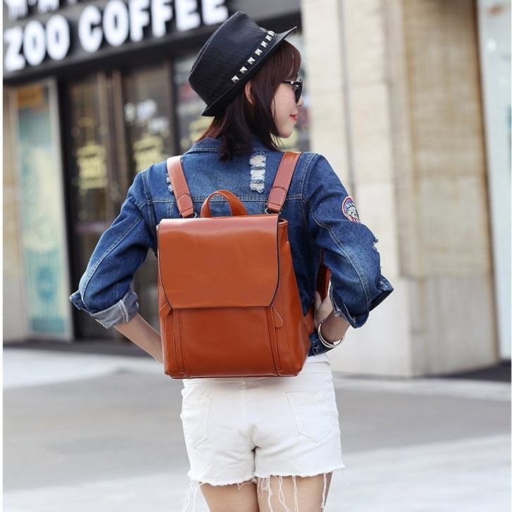 Women Backpack Cross Body Shoulder Bag Genuine Leather Girls School Female Natural Skin Book Laptop Rucksack Messenger Bags - SMSB 66