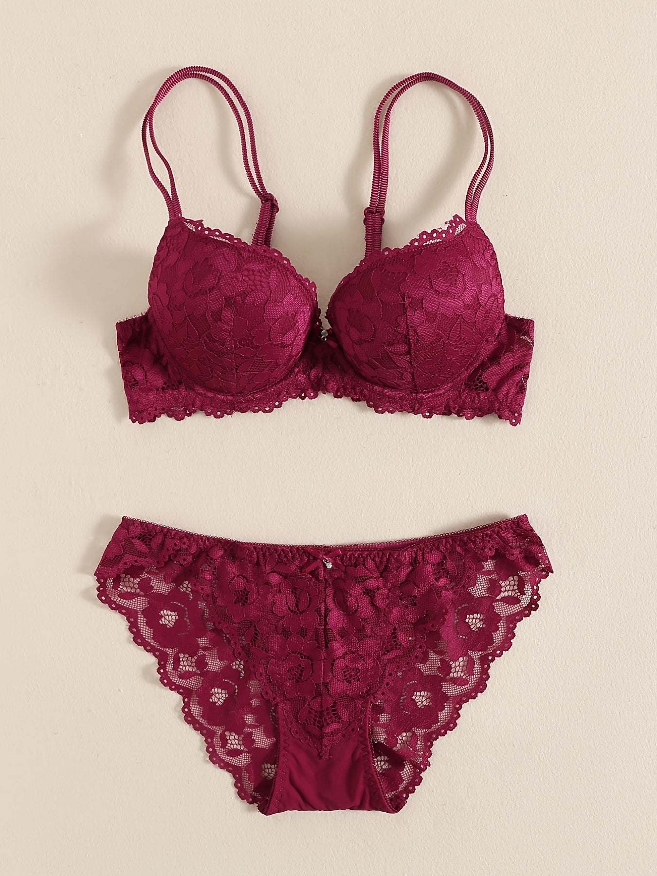 Romantic Lace Embroidery Lingerie Set - Soft & Breathable Push-Up Bra with Sheer Panty - Perfect Seductive Valentines Gift for Her - Womens Comfortable Intimate Wear - SMSB 66