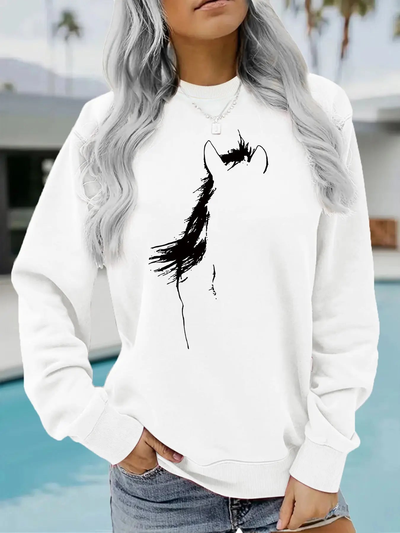 Animal horse pattern printed hoodie eprolo