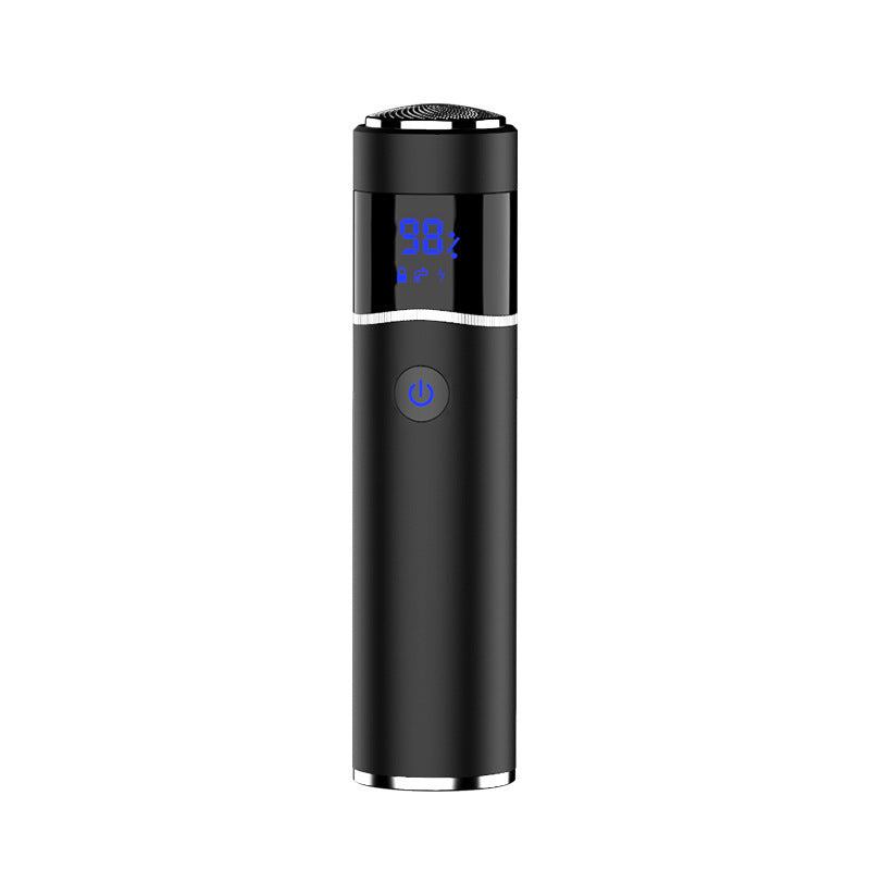 Portable rechargeable multifunctional electric shaver for men with digital display and black metal body