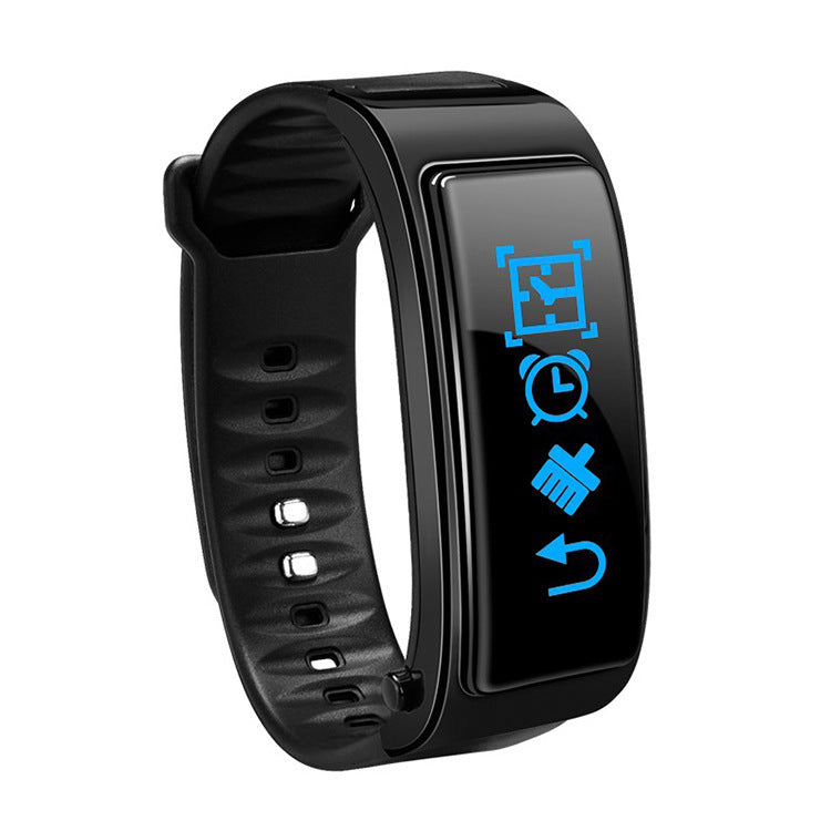 Black smart bracelet Bluetooth with fitness tracker and heart rate monitor