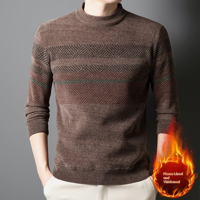 Men's Thermal Knitting Middle-aged Fleece Lined Sweater - SMSB 66