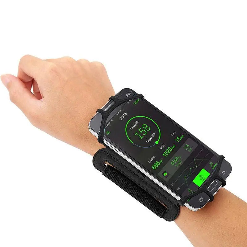 180 degree rotatable running wristband phone case on wrist for sports and cycling with touch screen access