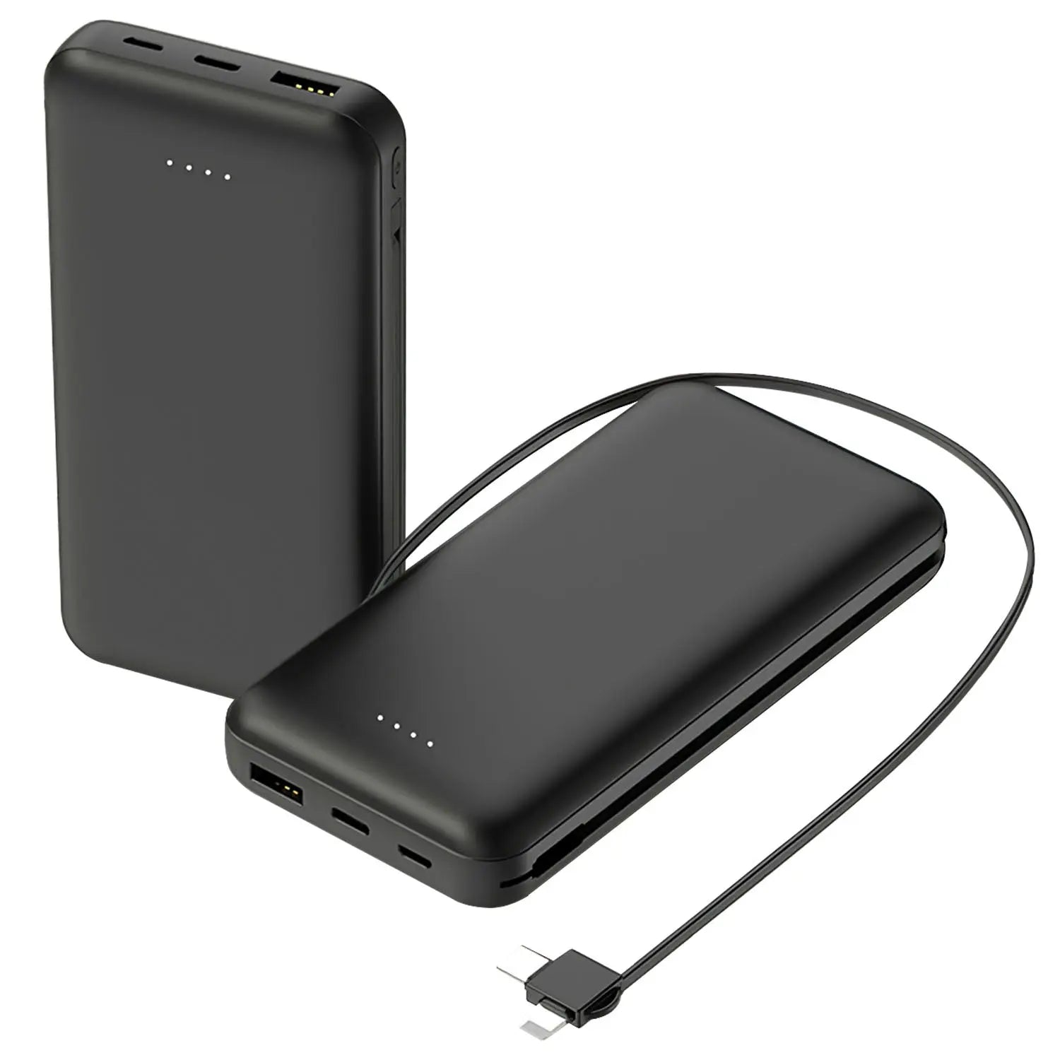  10000mAh Portable Power Bank & Charger - Dual USB-C & Lightning Cable for iPhone 14, Android, and More #