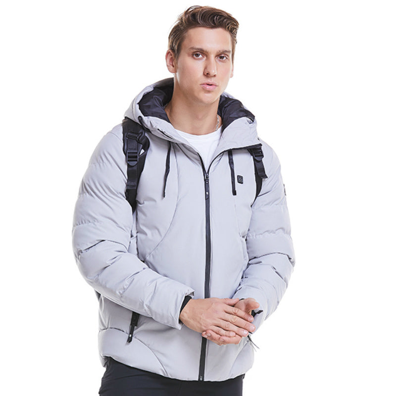 New Men Women Cotton Coat USB Smart Electric Heated Jackets Winter Thicken Down Hooded Outdoor Hiking Ski Clothing 7XL - SMSB 66