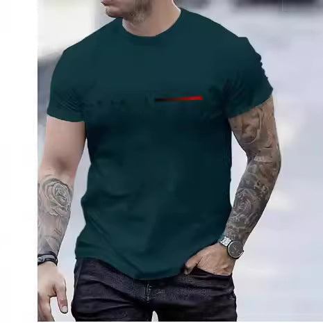 Slim fit men's 3d printed top in dark color with short sleeves and mesh polyester fabric