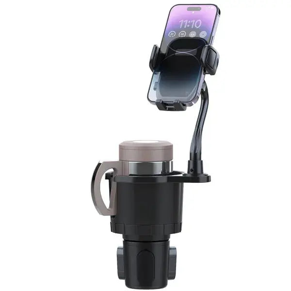 2 In 1 Car Cup Phone Holder Automotive Drink Holder With 360° Rotating Gooseneck Phone Mount Adjustable Base Fit For Most Phones Cups Vehicles SMSB 66
