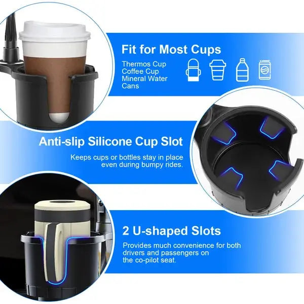2 In 1 Car Cup Phone Holder Automotive Drink Holder With 360° Rotating Gooseneck Phone Mount Adjustable Base Fit For Most Phones Cups Vehicles SMSB 66