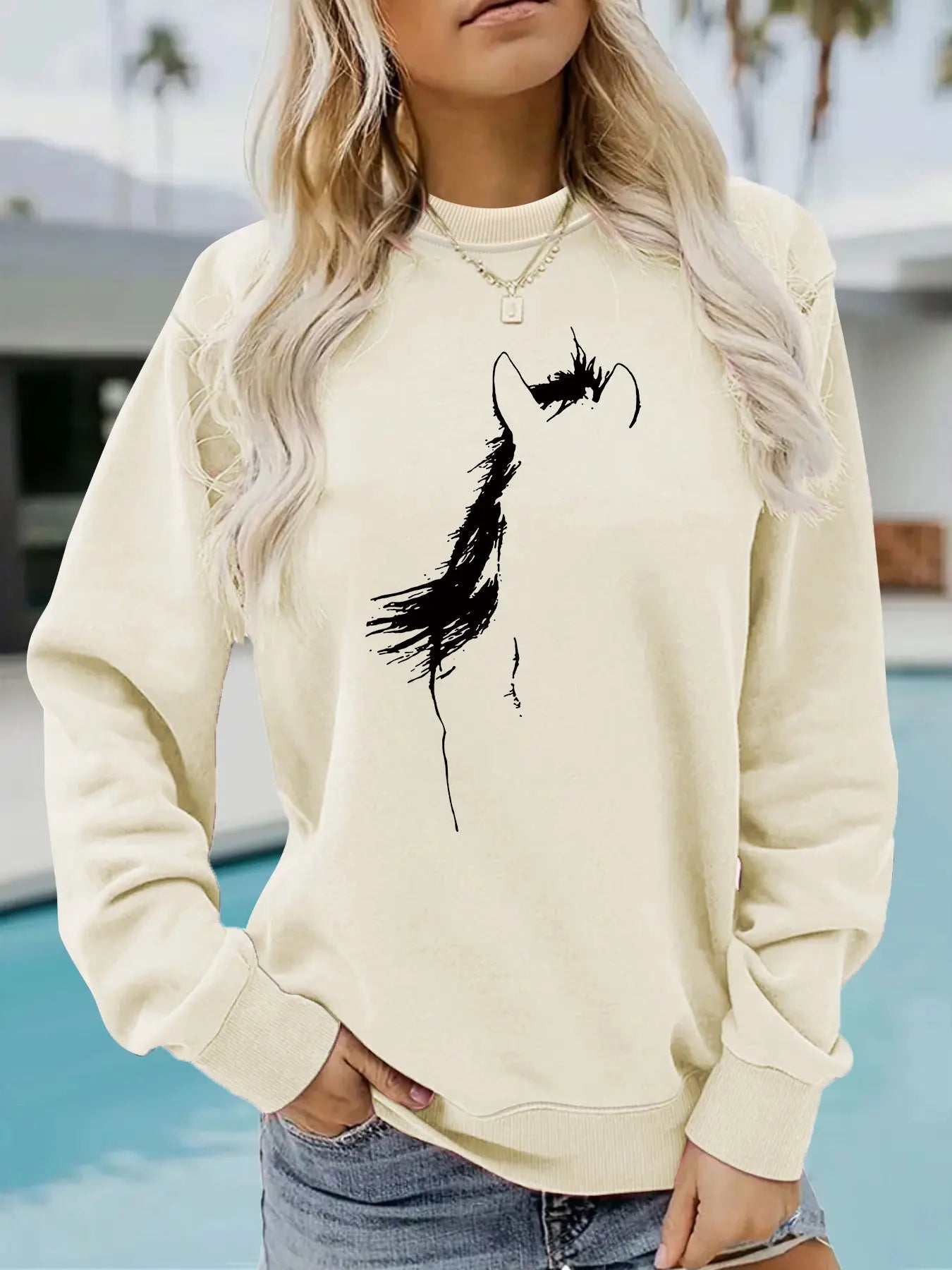 Animal horse pattern printed hoodie eprolo