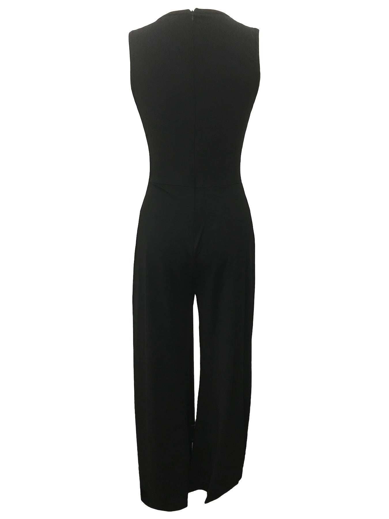 Glitter Rhinestone Criss Cross Jumpsuit, Elegant Wide Leg Sleeveless Tank Jumpsuit For Spring & Summer, Women's Clothing - SMSB 66