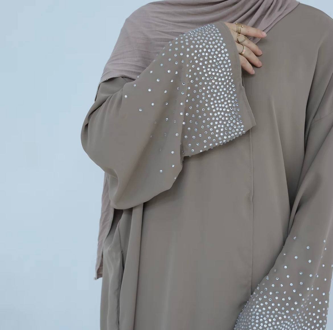 Loriya 2024 musulman une pièce luxe perles manches Abaya dubaï personnalisé modeste strass Abaya femmes robe musulmane - SMSB 66