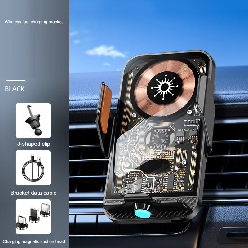 C11 car holder wireless phone charger infrared induction opening and closing navigation punk style transparent phone holder - SMSB 66