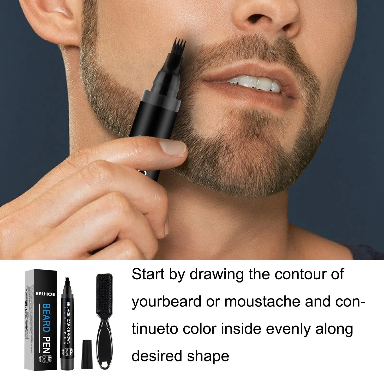Beard Refill Pen Kit Men's Beard Natural Waterproof Beard Pen Beard Tracing Pen eprolo