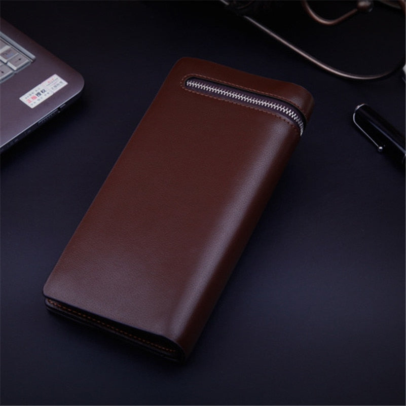 Bifold Men Wallet Brand Famous Mens Leather Long Wallet Clutch Male Money Purse ID Card Holder - SMSB 66