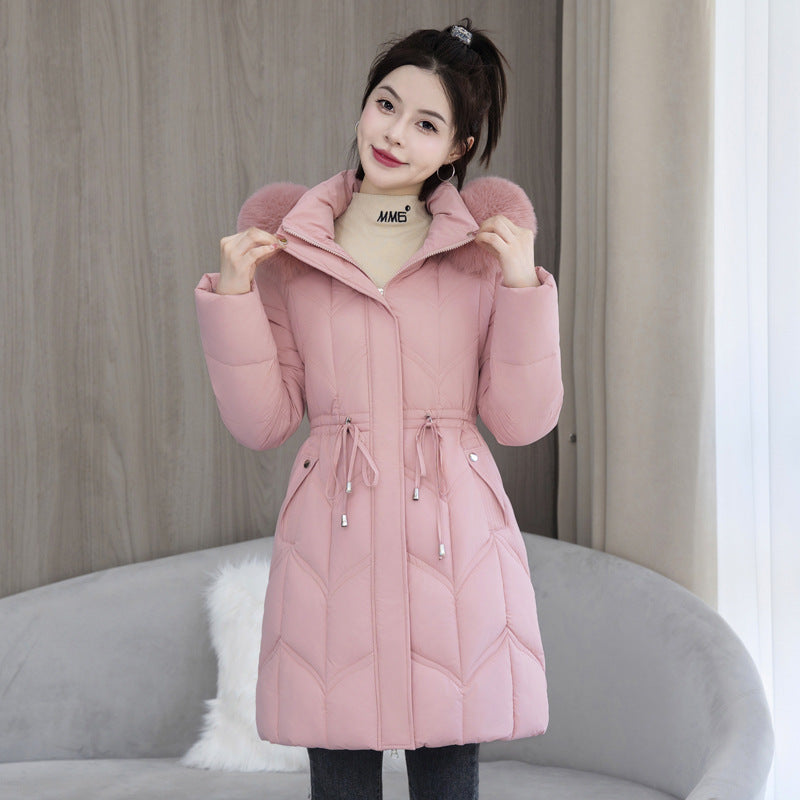 Large Fur Collar Coat Mid-length Thickened Cotton Jacket - SMSB 66