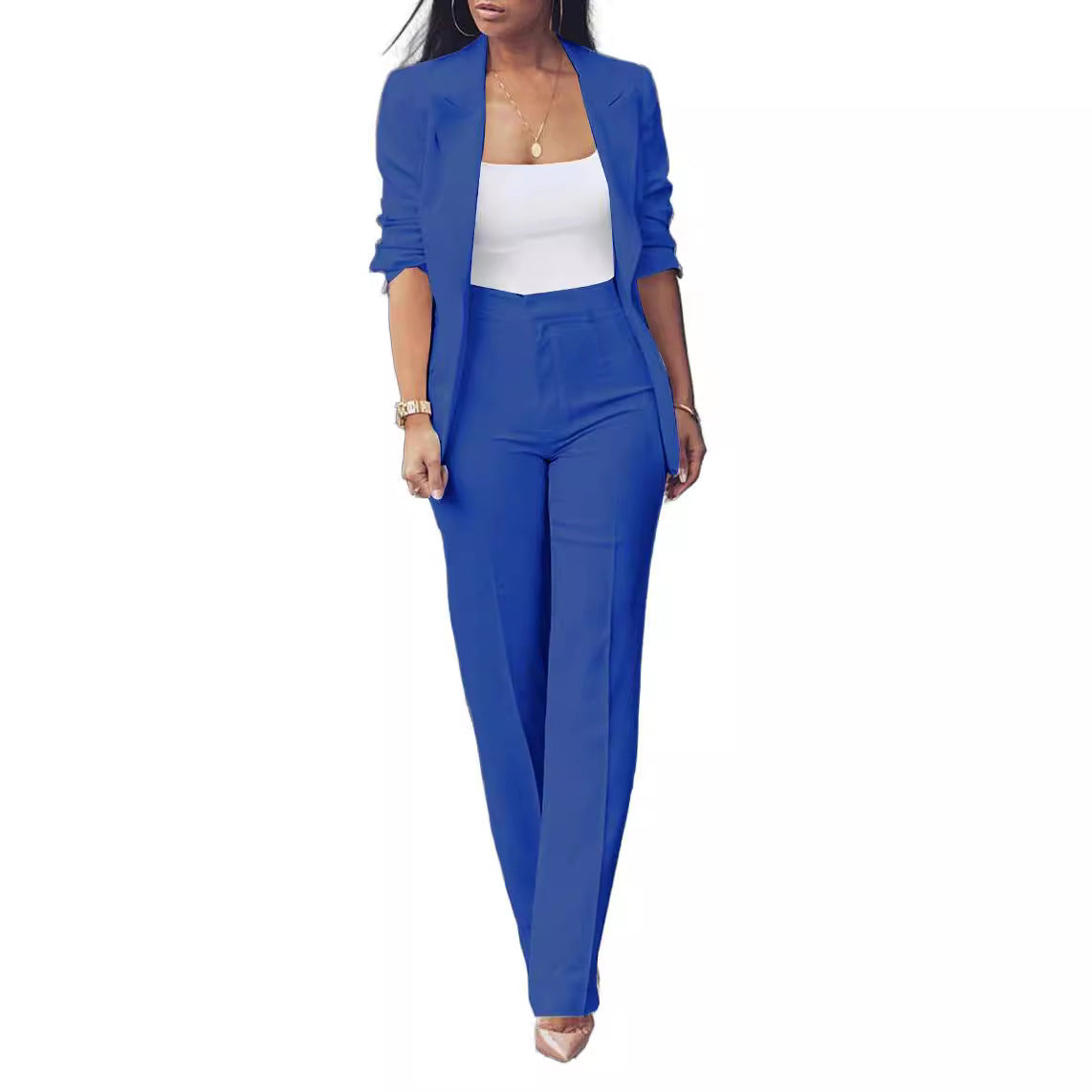 Pure Long Sleeveless Simple Draping Wide Leg Casual Suit - SMSB 66