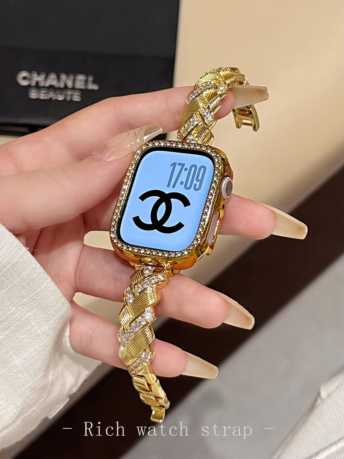 Wheat Spike Diamond-Encrusted Metal Starlight Watch Band for Apple Watch Female - SMSB 66