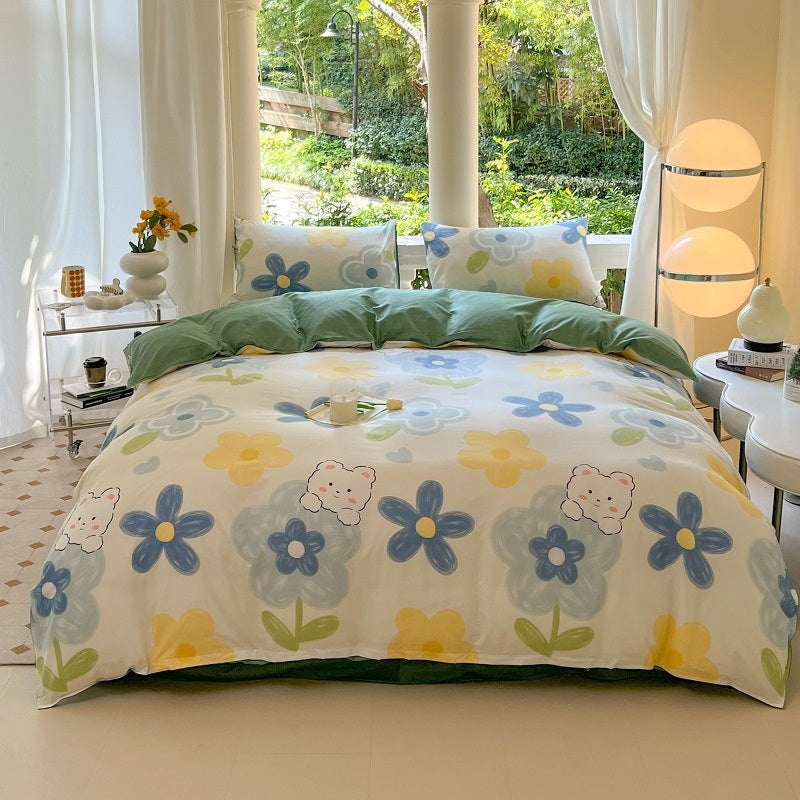 Cartoon Four-Piece Set Fresh Autumn and Winter Single Student Dormitory Bedding Sheet Three-Piece Set Single Quilt Cover - SMSB 66