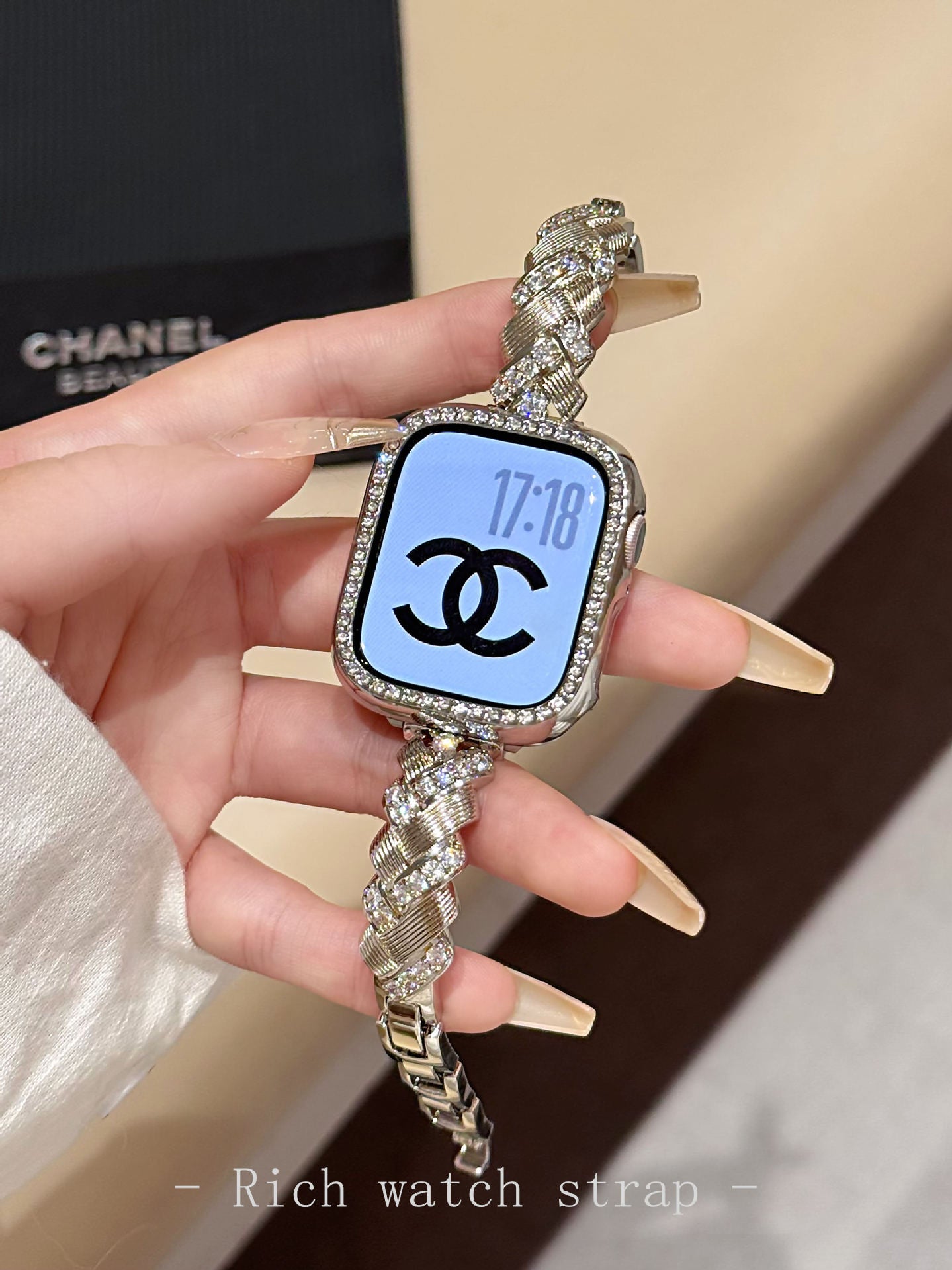 Wheat Spike Diamond-Encrusted Metal Starlight Watch Band for Apple Watch Female - SMSB 66