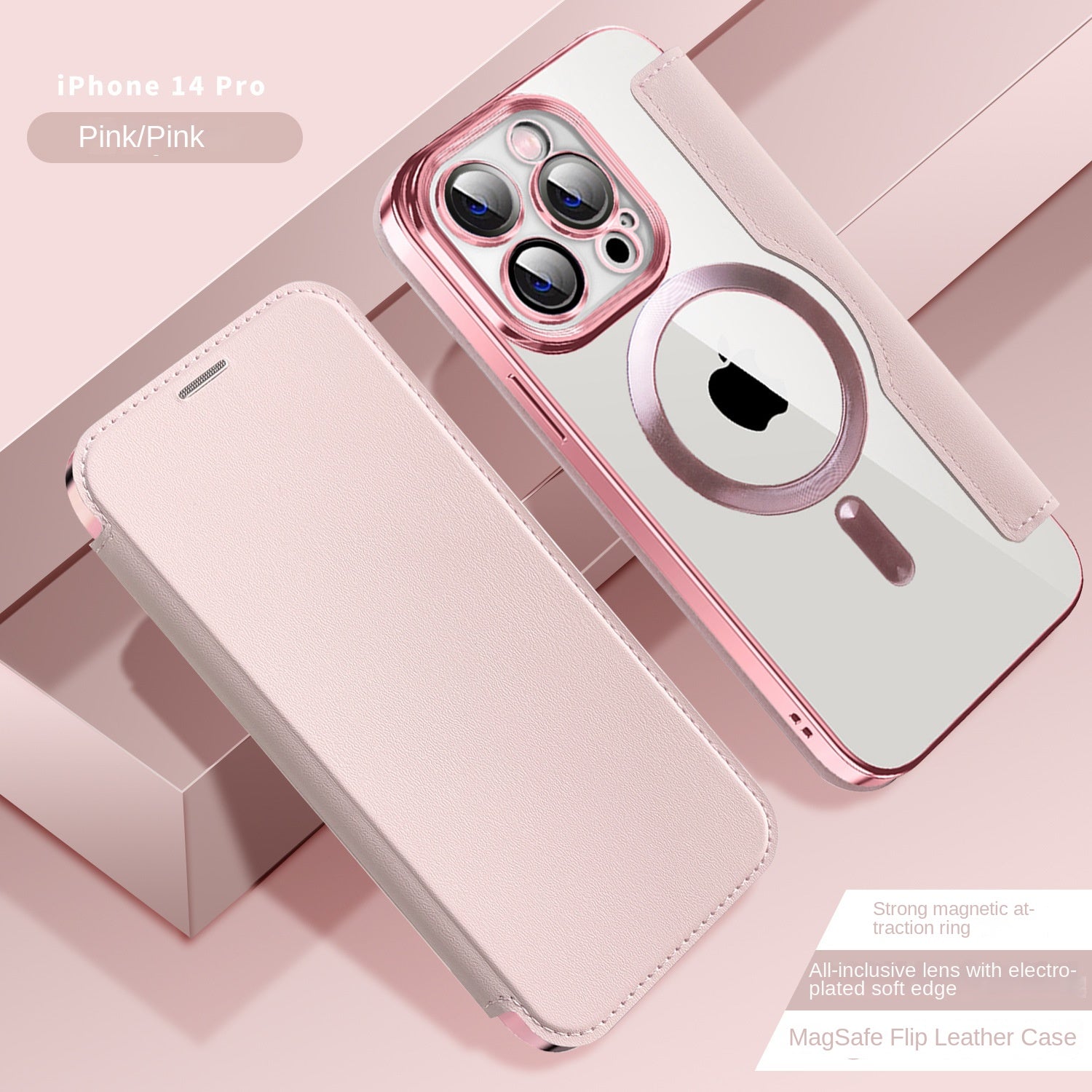 Suitable for iPhone 16 gold shield electroplated magnetic flip cover leather case Apple 15 all inclusive lens 14 protective case - SMSB 66