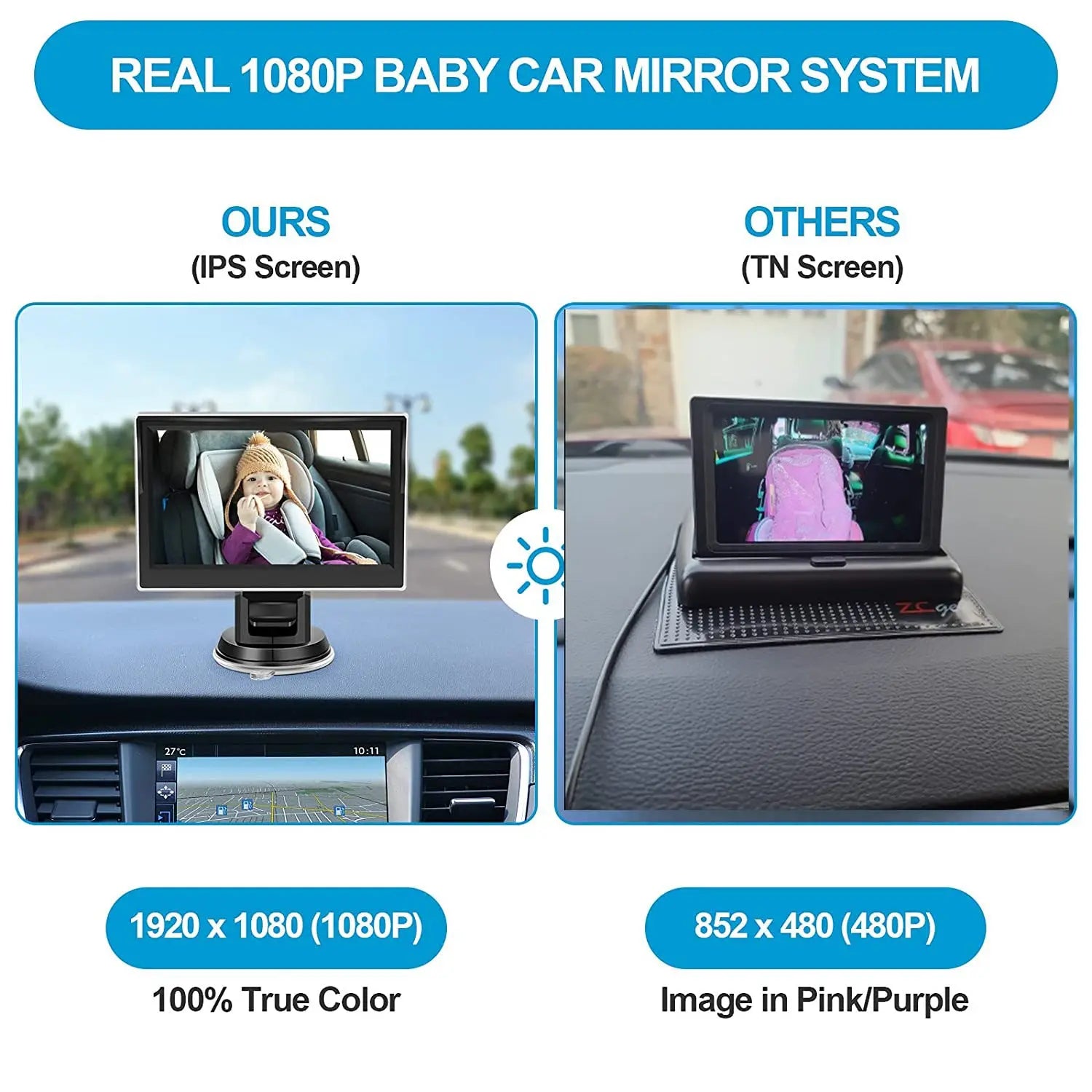 4.3 inch private model HD 1080P car baby monitor car baby mirror - SMSB 66