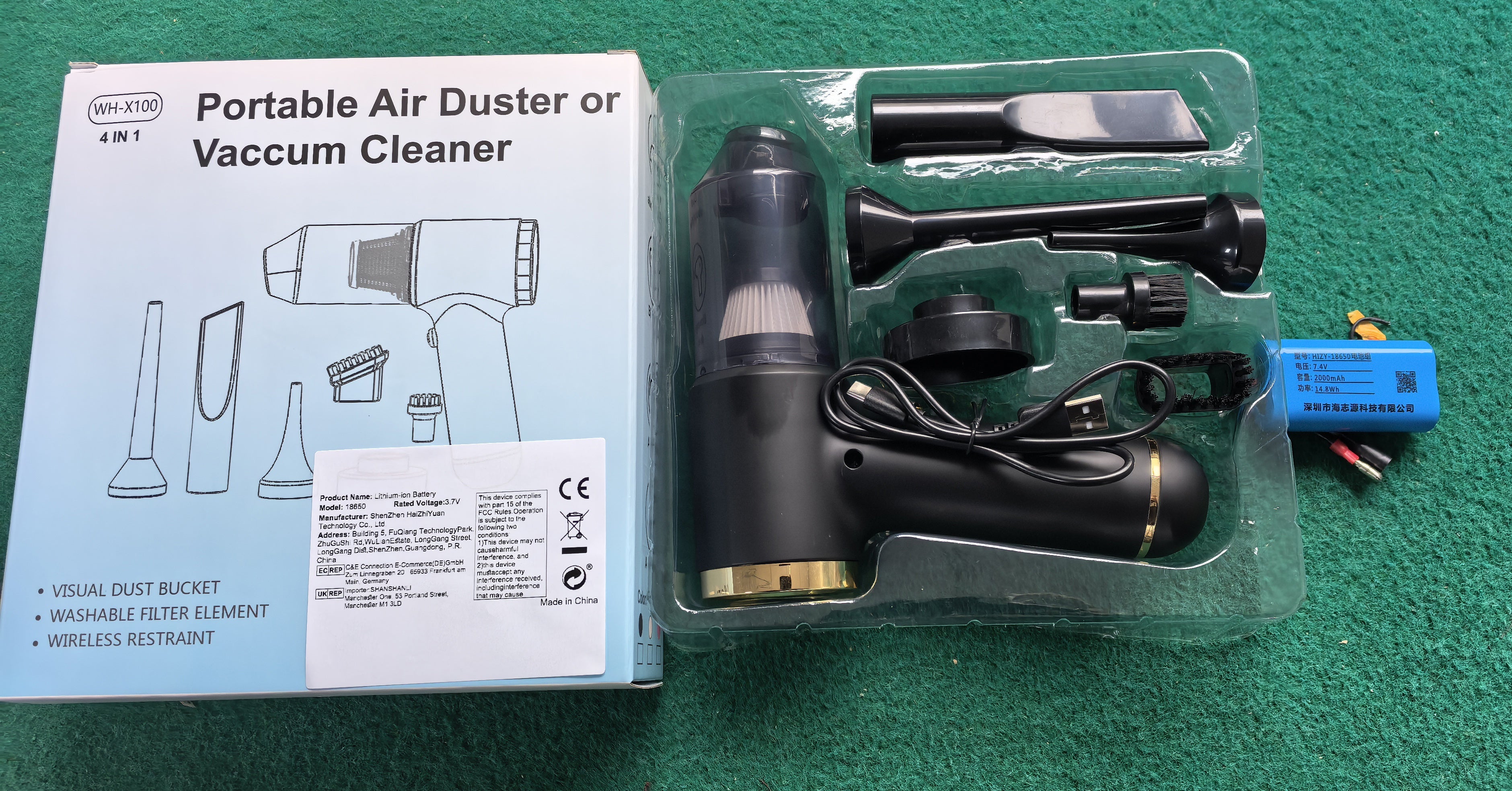 Vacuum Cleaner And Air Duster For Cars, Homes, Offices And Pets, High-power, Multi-nozzle Handheld Car Vacuum Cleaner. - SMSB 66