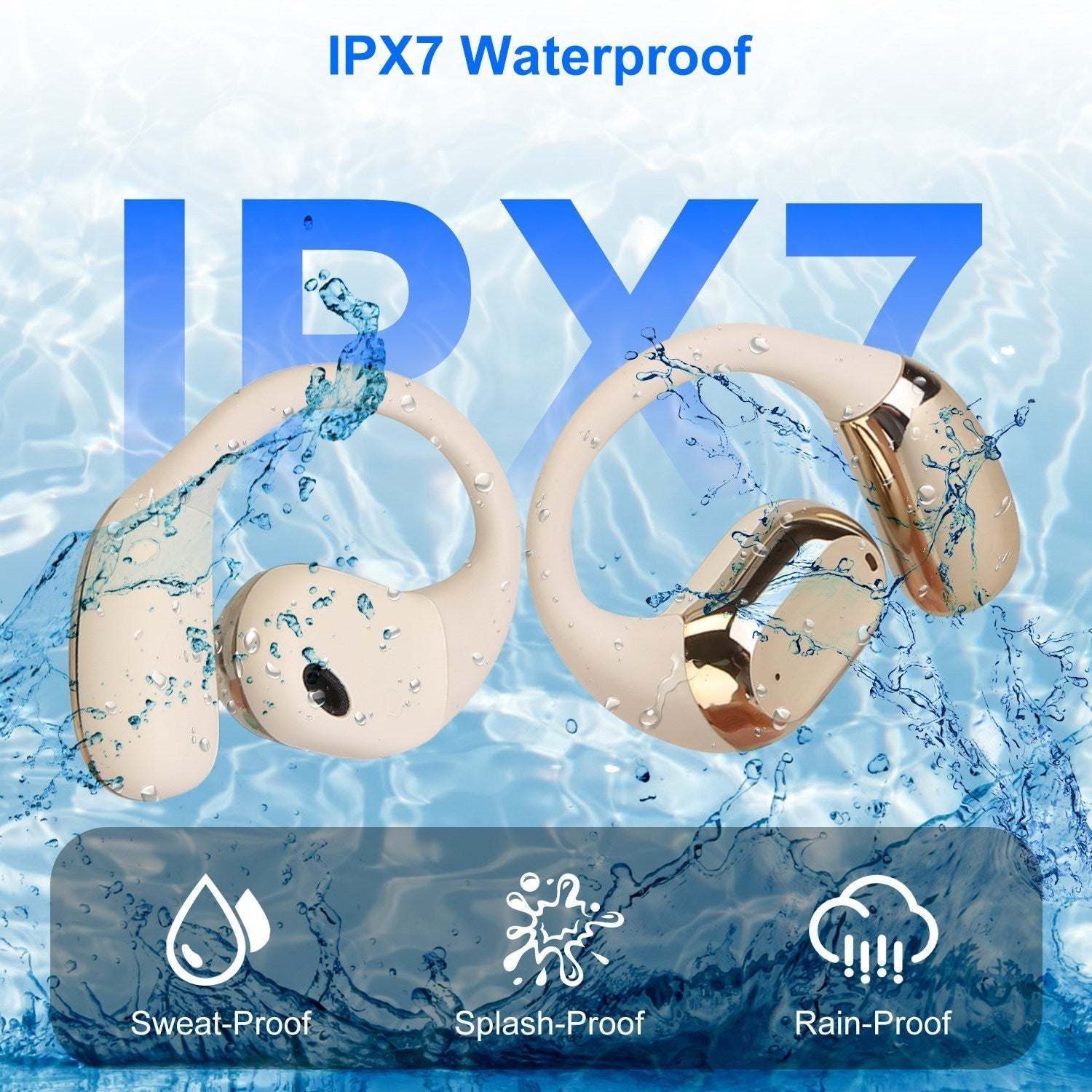 1 Set Wireless V5.4 Open Ear Earbuds With Earhook LED Display Charging Case IPX5 Waterproof 300Hrs Standby Time Touch Control Stereo Sport Headphones For Workout Running - SMSB 66