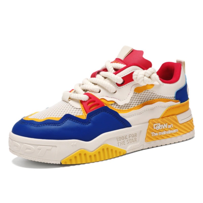 Men's Four Seasons all-match white yellow blue colorful soft bottom low top sneaker