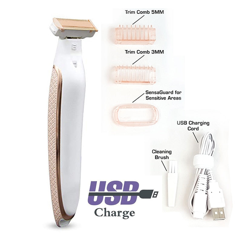 Electric Lady Shaver Razor Flawless Body Hair Shaver Painless Bikini Trimmer USB Rechargeable Fast Hair Shaving Machine - SMSB 66