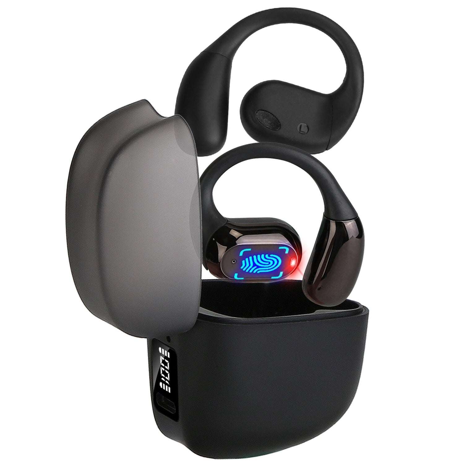 1 Set Wireless V5.4 Open Ear Earbuds With Earhook LED Display Charging Case IPX5 Waterproof 300Hrs Standby Time Touch Control Stereo Sport Headphones For Workout Running - SMSB 66