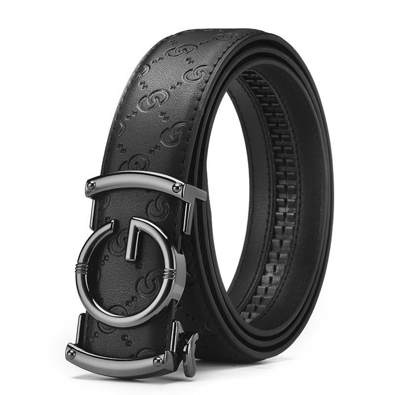 Men's Genuine Leather Alloy Automatic Buckle Versatile Korean Business Casual Fashion Belt - SMSB 66