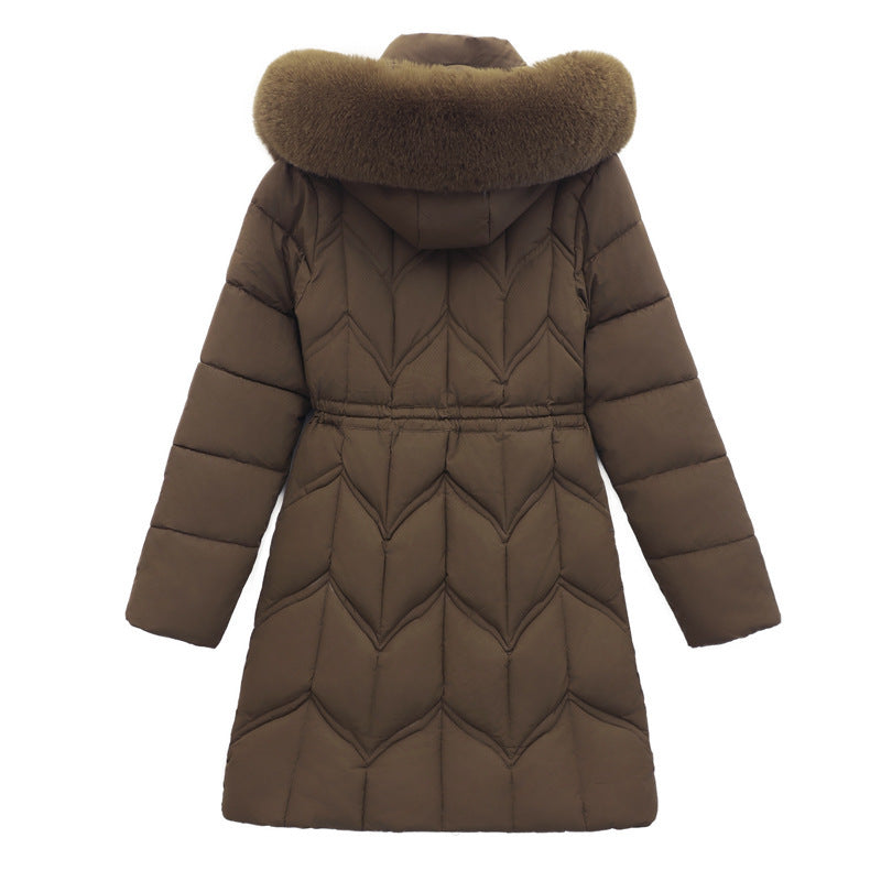 Large Fur Collar Coat Mid-length Thickened Cotton Jacket - SMSB 66