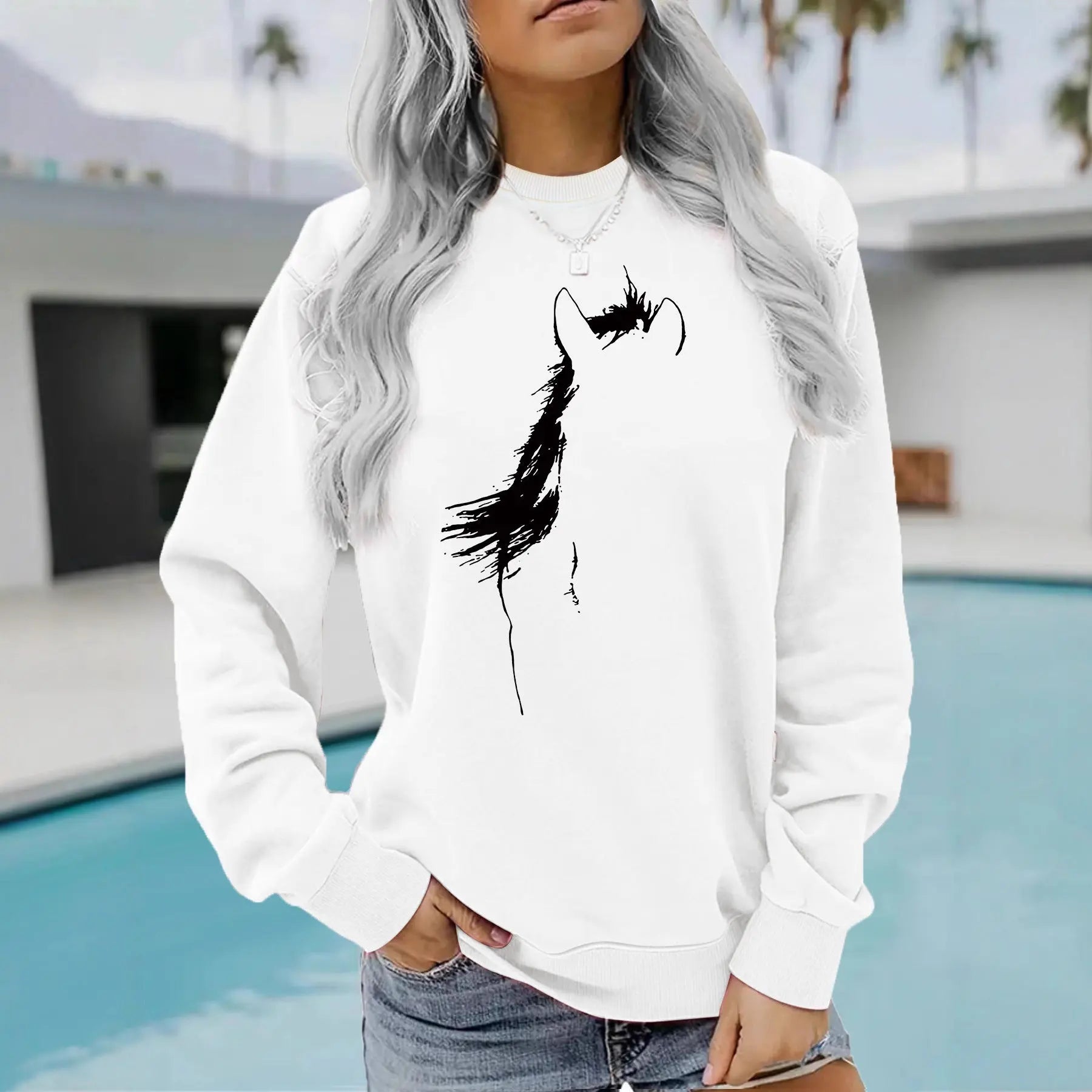 Animal horse pattern printed hoodie eprolo