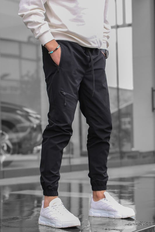 Men's Zipper Overalls Retro Casual Jogger Pants - SMSB 66