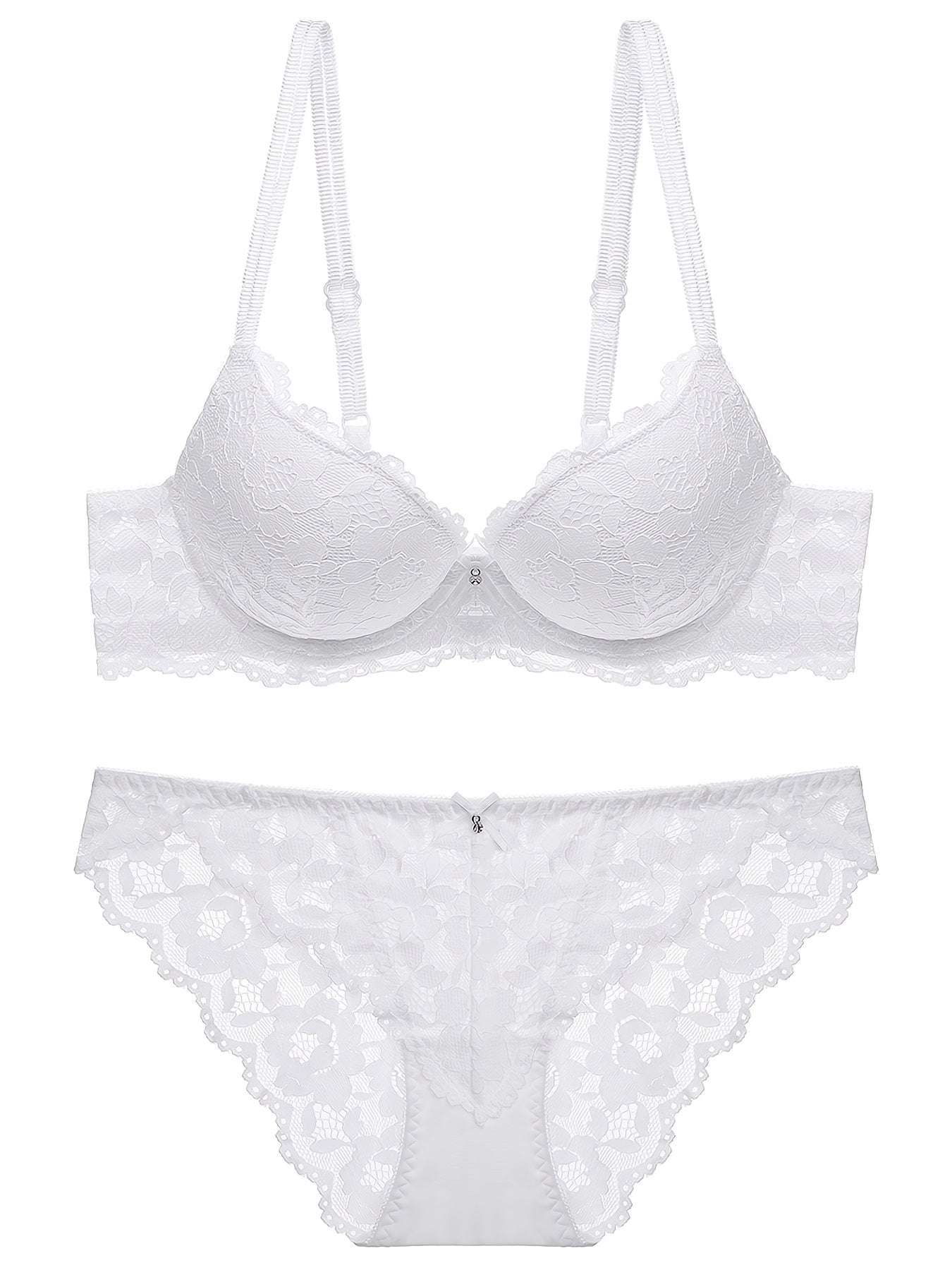 Romantic Lace Embroidery Lingerie Set - Soft & Breathable Push-Up Bra with Sheer Panty - Perfect Seductive Valentines Gift for Her - Womens Comfortable Intimate Wear - SMSB 66