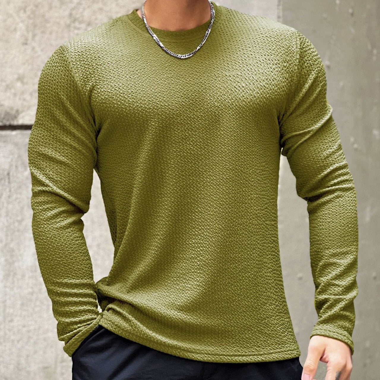 Fashion Knit Long Sleeve Top for Men Autumn/Winter Casual Sweater - SMSB 66
