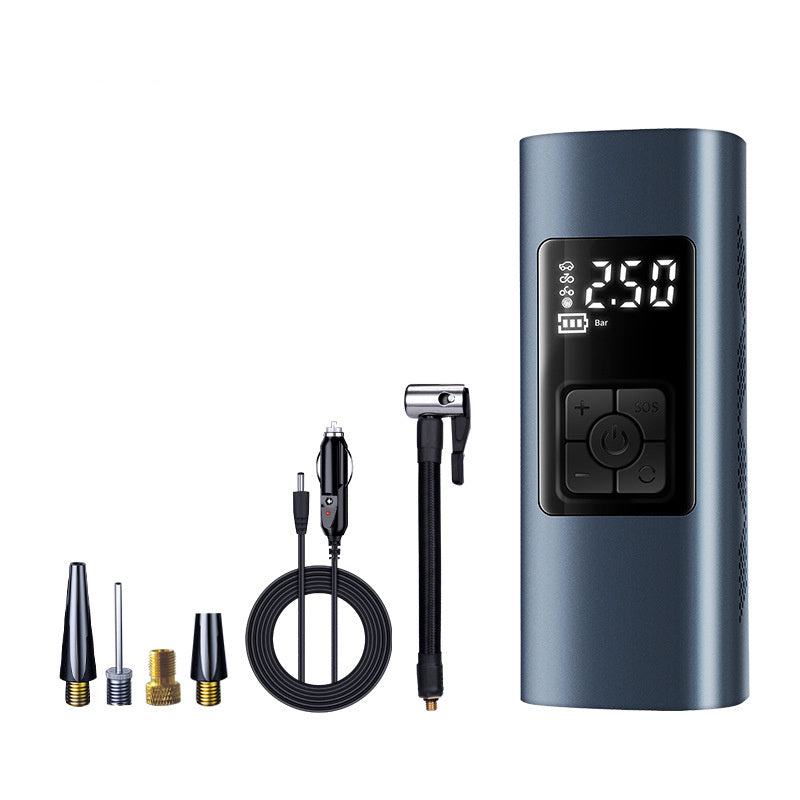 Wireless portable electric car air pump with digital display and multiple nozzles accessories