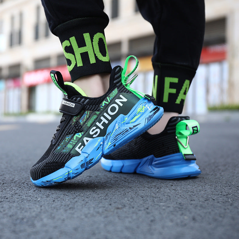 Spring And Summer New Flying Woven Upper Children's Casual Shoes Thick Sole Sneakers Girls Trendy Shoes Mesh Shoes - SMSB 66