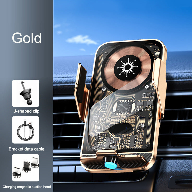 C11 car holder wireless phone charger infrared induction opening and closing navigation punk style transparent phone holder - SMSB 66