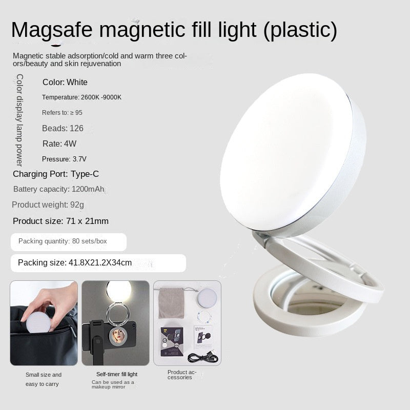 New YSH-126 LED Magnetic Phone Fill Light Photography Lamp Desktop Video Conference Live Pocket Light Mirror - SMSB 66