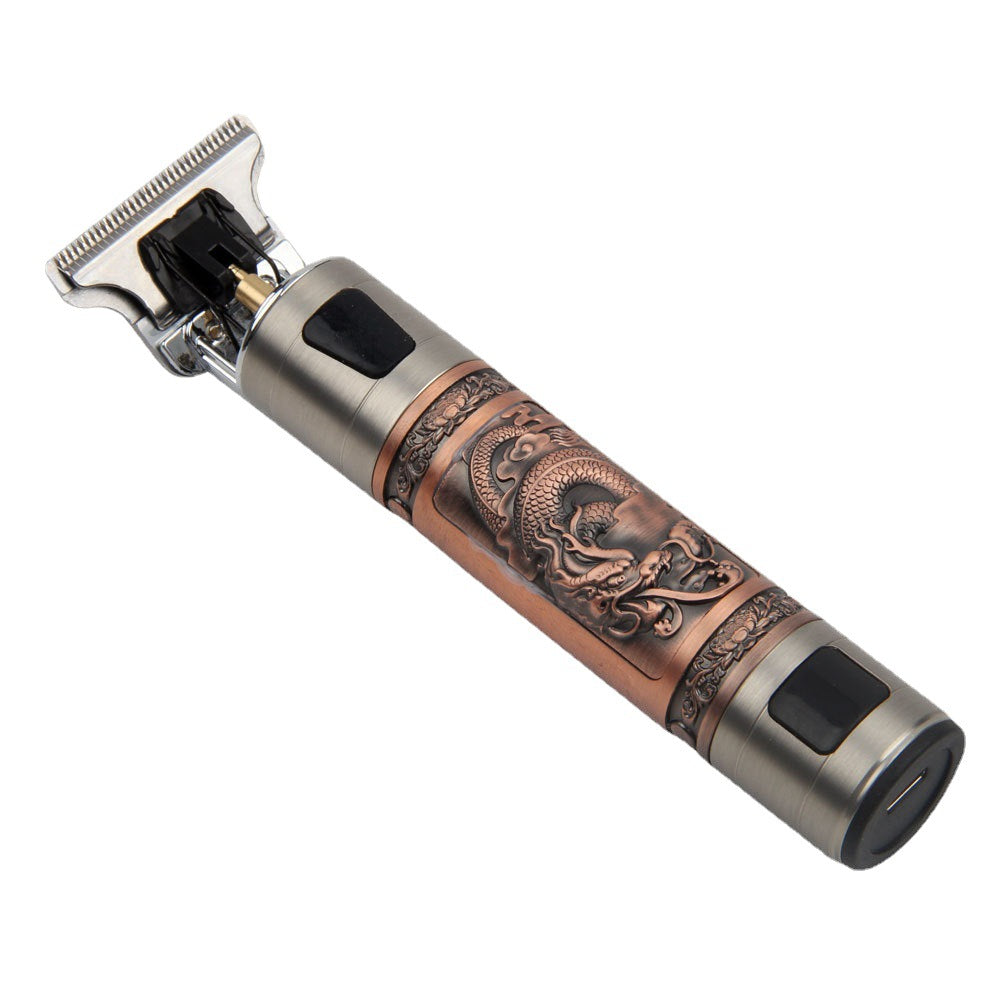 T9 Hair Clipper Oil Head Push Digital Display Carving Skull Small Hair Clipper Trimming Shaved White USB Charging Zinc Alloy - SMSB 66